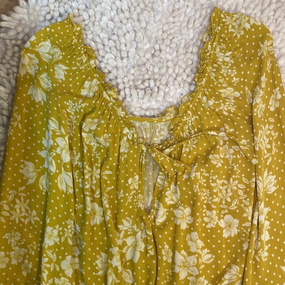 Free People Floral Mustard Hippie Top NWOT - Picture 12 of 13